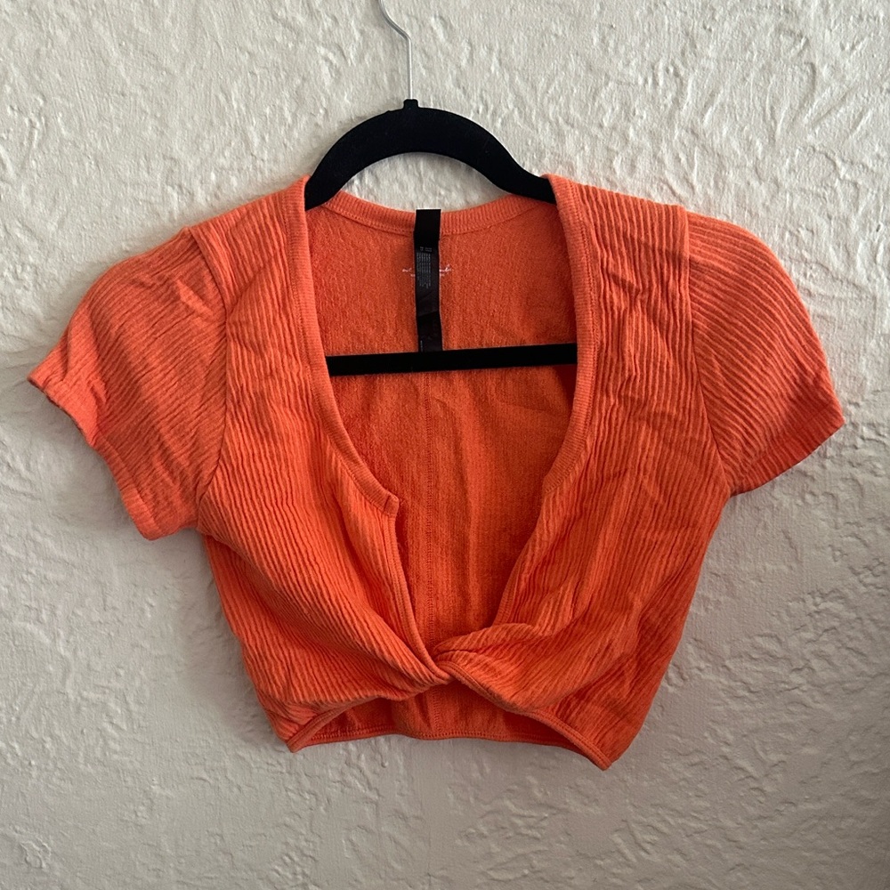 Urban Outfitters Out From Under Orange Ribbed Slit Front Crop Top Medium Large